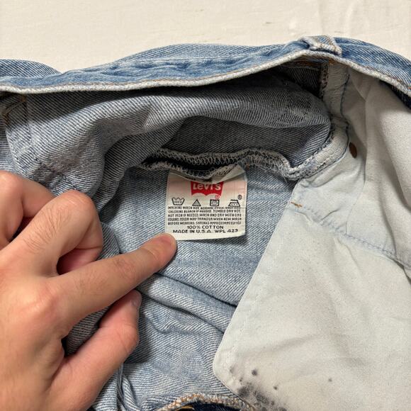 VTG 90's Levi's 501xx Distressed Faded Straight Leg Light Blue Jeans USA 30x30 - Picture 7 of 8